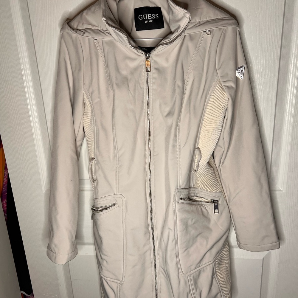 GUESS Women's Beige Hooded Ski Jacket